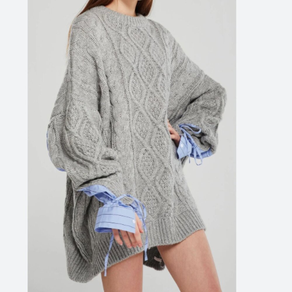 Storets Sadie Shirt Combo Knit Oversized Sweater/ Dress